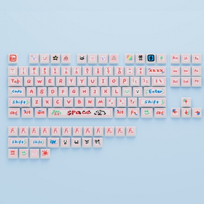 126 Keys Graffiti PBT Keycap Set XDA Profile Sublimation Cute Anime Custom Keycaps for Mechanical Keyboards COD