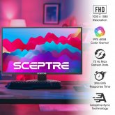 Sceptre 22 inch 75Hz 1080P LED Monitor 99% sRGB HDM X2 VGA Build-In Speakers Machine Black (E225W-19203R series) COD