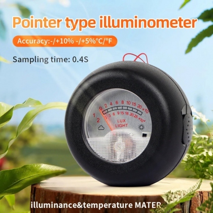 2-in-1 Light Meter Thermometer with High Precision Sensor 0.1~250,000Lux Dual Display Compact Design for Work Environment Plant Illumination and Ambient Temperature Testing