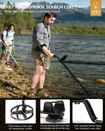 Professional Waterproof Metal Detector with 12-inch Coil Advanced US Chip LCD Display Adjustable Stem for Precise Treasure Hunting COD