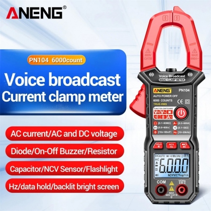 ANENG PN104 Clamp Meter AC Current Voice Broadcast Multimeter AC DC Voltage Tester Car Amp Hz Capacitance NCV Ohm Tester Tools COD