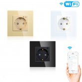 Moeshouse WiFi Smart Wall Socket Outlet Glass Panel Smart Life/Tuya APP Remote Control EU FR UK AU COD