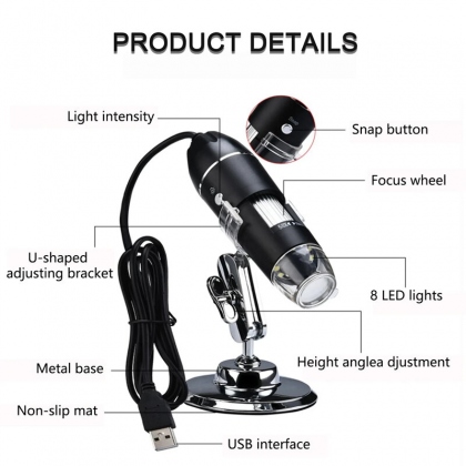 1000X Digital Microscope 3 In 1 Interfaces Microscope Photo Video Modes Microscope Computer Mobilephone Connecting 360° Bracket COD