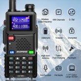 Baofeng UV-5RH 5W Tri-band EU Walkie Talkie 1.77inch Screen Large Range 2500mAh Type-C Rechargeable Handheld Two-way Radio with LED Flashlight FM Radio C