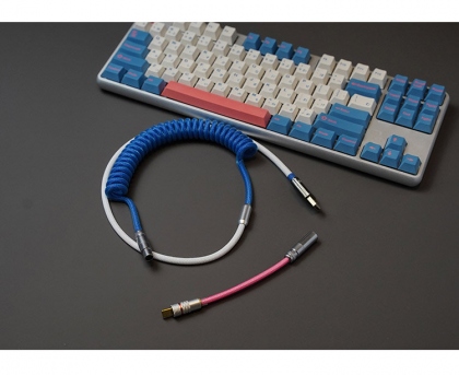 MechZone Handmade Coiled Cable Keyboard Coil Type-C Mini USB DIY Coiled Cable Data Cable USB C Aviation Connector for Mechanical Keyboard COD