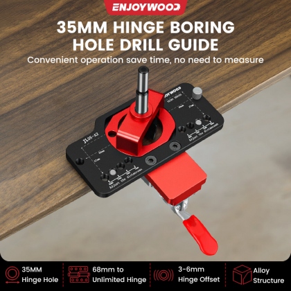 ENJOYWOOD Aluminum Alloy 35MM Hinge Boring Hole Drill Guide Hinge Jig with Clamp For Woodworking Cabinet Door Installation COD