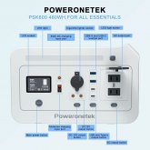 [US Direct] Poweronetek 600W Portable Power Station 480Wh LiFePO4 Solar Generator with USB-C PD60W, 2 Up to 600W AC Outlets, 150000mAh Backup LiFePO4 Battery for Camping, Travel, Emergency & Home Blac