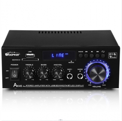 Woopker AK-45Pro HiFi Stereo Audio Amplifier Max 820W 2 Channel Class D bluetooth AMP Karaoke Player for Home Theater Car Speakers COD