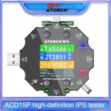 ACD15P USB Voltage Current Meter With QC/PD Fast Charging Protocol High Resolution Digital Color Display Supports 0-50V 0-6.5A 0-325W Power Range Ideal for Testing Electronics