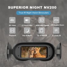 oneleaf.ai Find NV200 True 4K 35mm Night Vision Binoculars Night Vision Goggles for Observation/Hunting, Night Viewing Distance up to 600M (Day Viewing Distance up to 6KM)