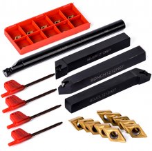 Machifit 10pcs DCMT070204 Carbide Inserts with 4pcs 12mm Lathe Boring Bar Turning Tool Holder COD