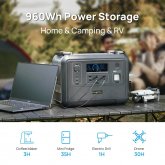 [US Direct] OUKITEL P1201E 1200W/960Wh Portable Power Station with LiFePO4 Battery Solar Powered Outdoor Generator Battery Power Supply for Home Emergency Outdoor Camping