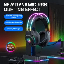 ONIKUMA X26 Gaming Headset Wired Headphones 50mm Driver Unit Stereo Surround Sound RGB Light Flexible Microphone Earphone Wired Headphone COD