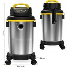 [USA Direct] SL18129 Wet/Dry Vacuum 4 Gallon 4 Peak HP Stainless Steel Tank Powerful Suction Portable Shop Vacuum with Accessories COD