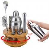 9Pcs Cocktail Stainless Steel Shaker Set Cocktail Edelstahl Bar Set Mixer Silber COD