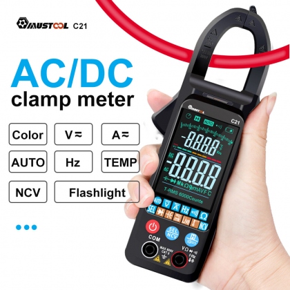 MUSTOOL C21 AC/DC Current Voltage Digital Clamp Meter Large Color Screen NCV 6000 Counts True RMS Automatic Measurement Smart Digital Multimeter COD