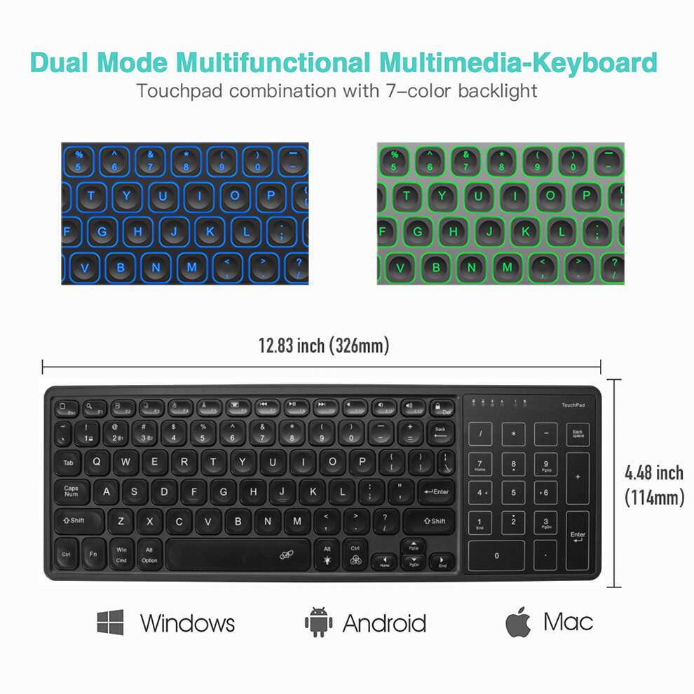 BK15 78 Keys Bluetooth Wireless Keyboard with Touchpad Ergonomic Keyboard For Android Windows Desktop Laptop PC TV Box COD
