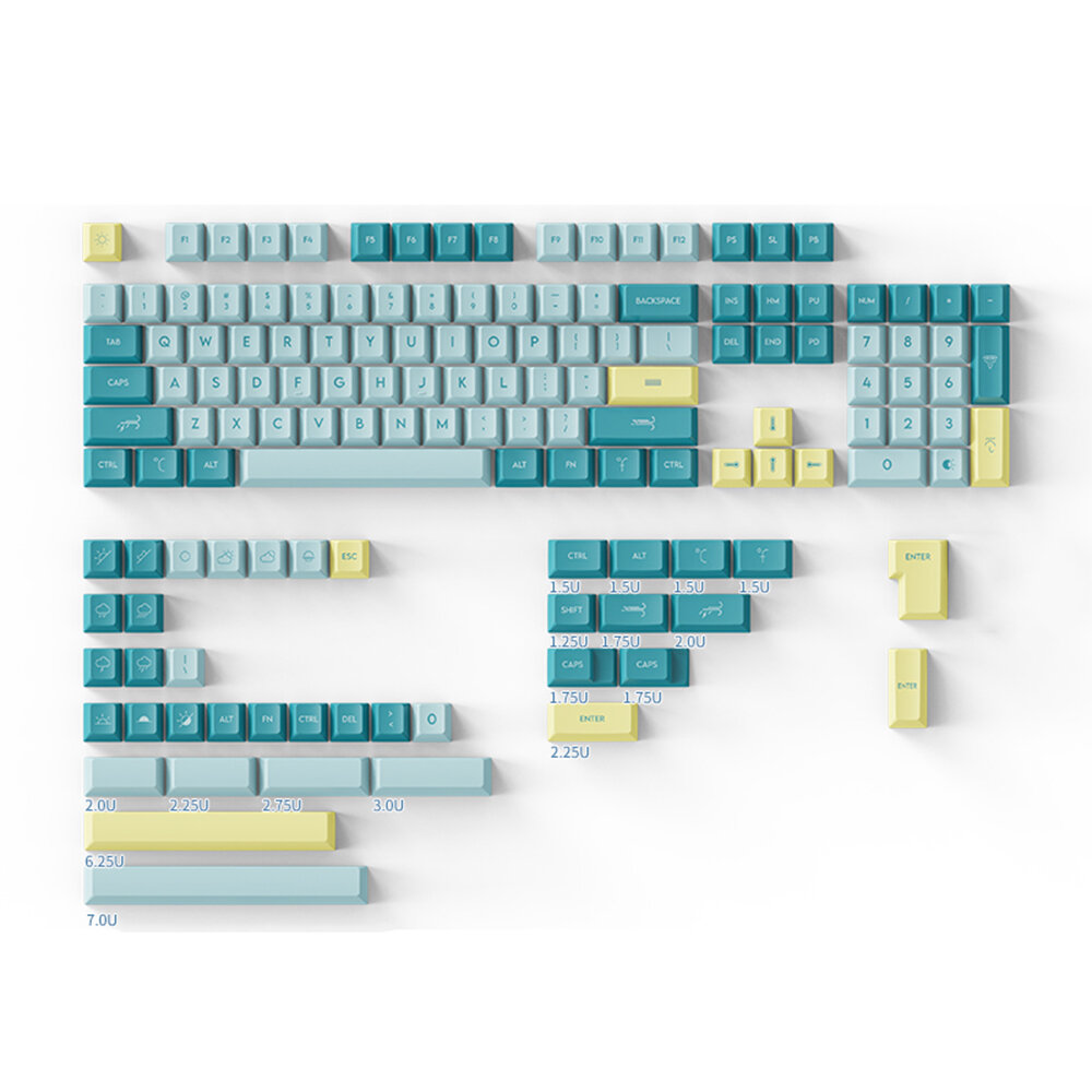 DAGK 143 Keys Weather PBT Keycap Set Cherry Profile Sublimation Custom Keycaps for Mechanical Keyboard COD