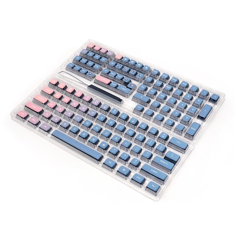 SKYLOONG GK7 126 Keys Mechanical Keyboard Keycaps Set PBT Blue Enchantress—Black Transparent Jelly Keycap for Mechanical Keyboards COD