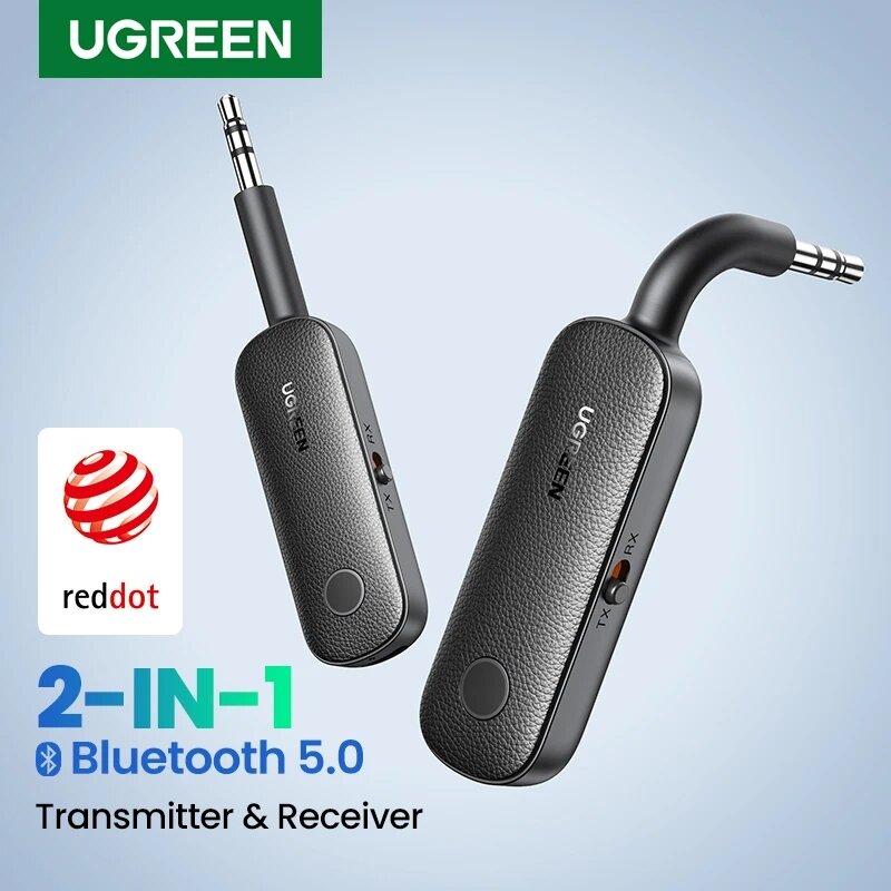 Ugreen 2-in-1 bluetooth Adapter Transmitter Receiver Long Battery Life 3.5mm Audio Wireless Adapter for Earphones TV Car Audio COD
