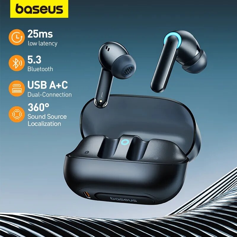 Baseus AeQur TWS Earbuds bluetooth V5.3 Earphone 25ms Low Latency A+C Dual-Connection 3D Spatial Audio & 360° Sound Headphone COD