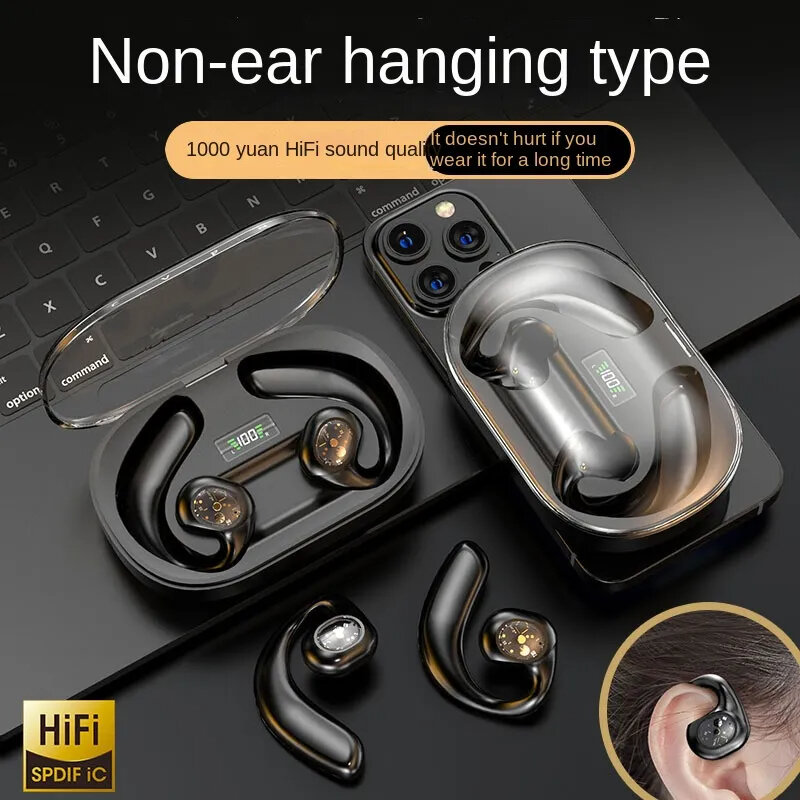 Y3 OWS bluetooth 5.3 Earphone Polymer Diaphram 360° Parnoramic Sound CVC Noise Cancelling LED Digital Display IPX5 Waterproof Earhooks Earphone COD