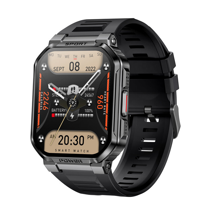 MK67 1.83 inch HD Screen bluetooth Call Heart Rate Blood Pressure SpO2 Monitor Sleep Monitoring Multi-sport Modes Music Playback IP68 Waterproof Smart Watch