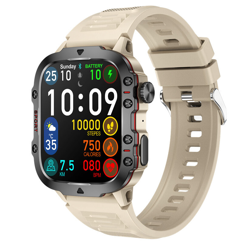 QX11 1.96inch HD Screen bluetooth Call Heart Rate Blood Pressure SpO2 Monitor Breath Training SOS Sleep Monitoring Multi-sport Modes Music Playback 3ATM Waterproof Smart Watch