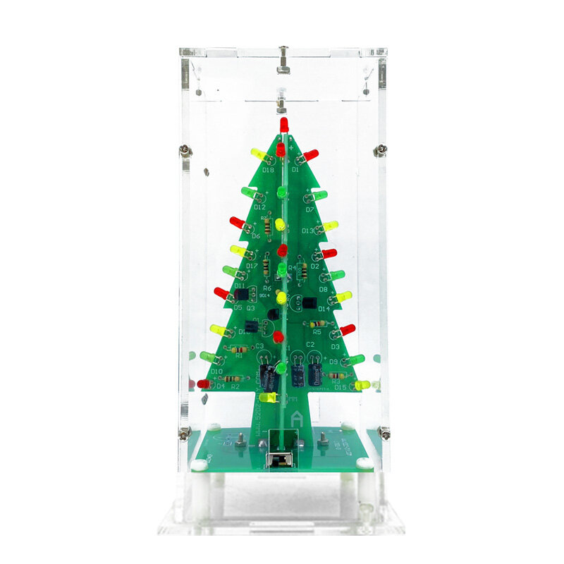 Tri-color/Colorful Straight-leaf Christmas Tree Standard/Music Version DIY Electronic Kits COD