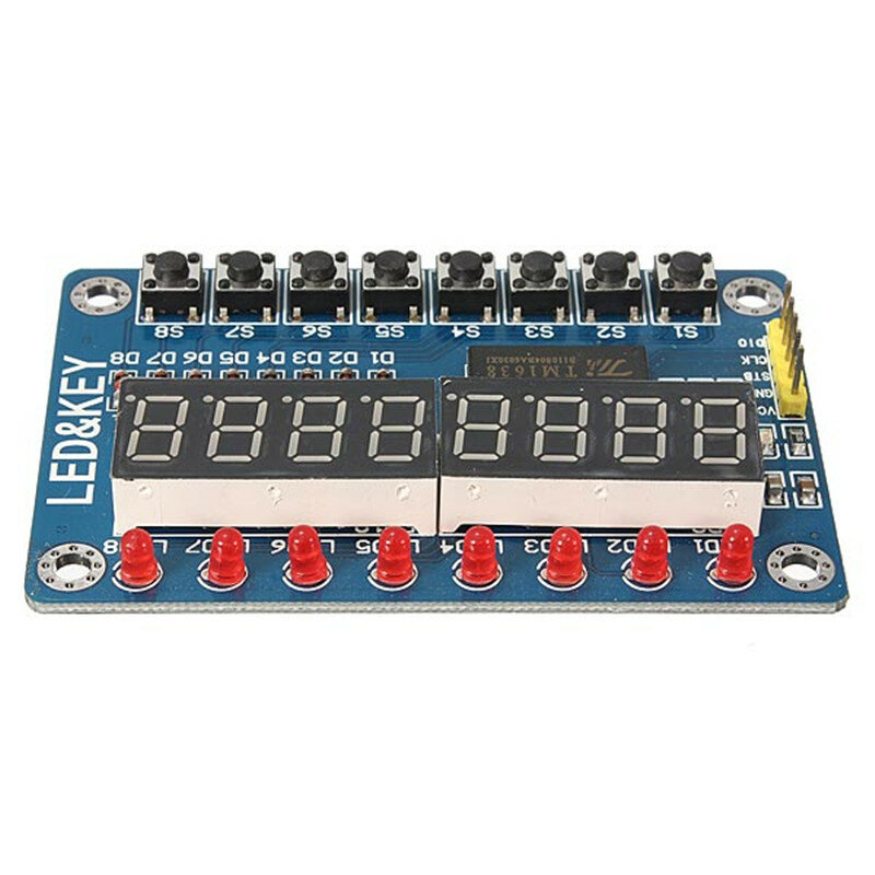 TM1638 Chip Key Display Module 8 Bits Digital LED Tube Electronic Module Board with Five Dupont Wire COD
