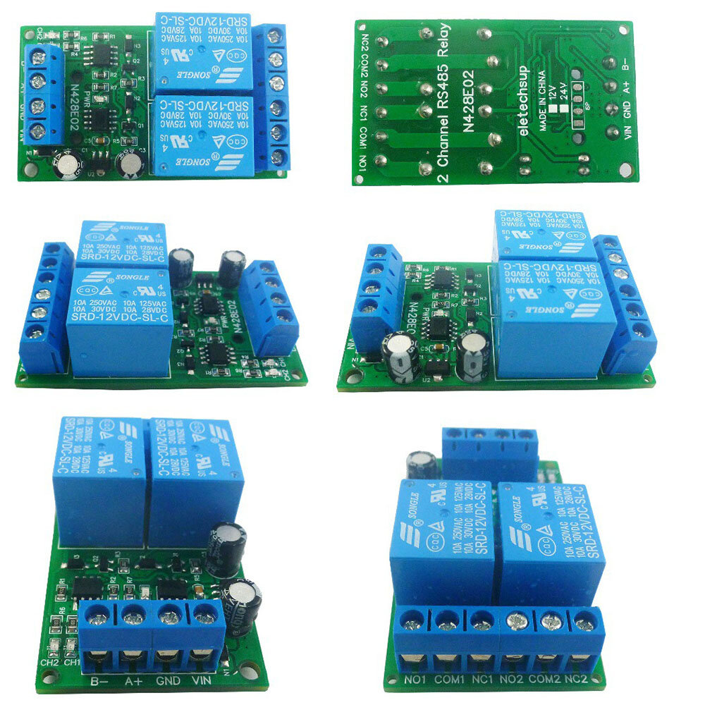 N428E02 DC 12V 2CH RS485 Modbus RTU Relay Module UART Serial Port Switch PLC Digital Output Expansion Module Board COD