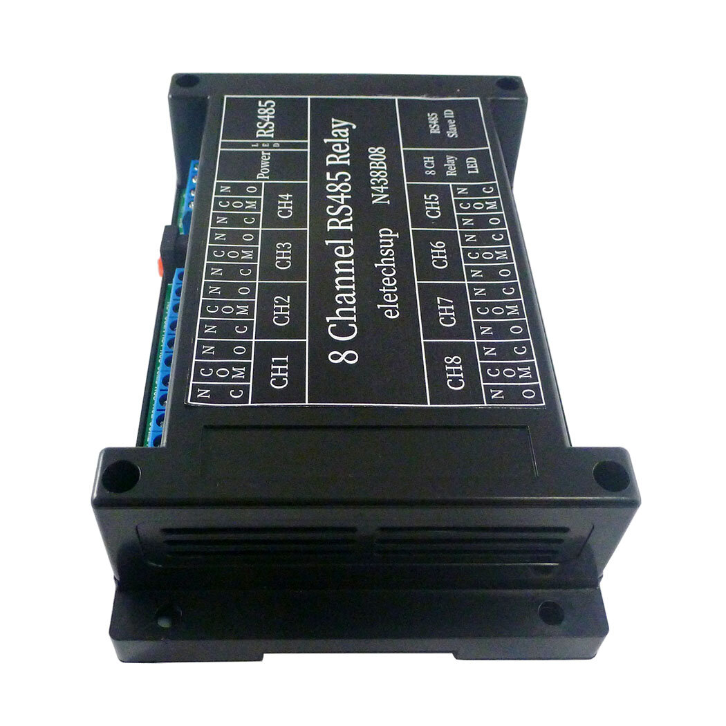 with TVS protected DC 12V 8Ch RS485 Relay Module Modbus RTU 03 06 16 Function Code DIN Shell Switch Board COD