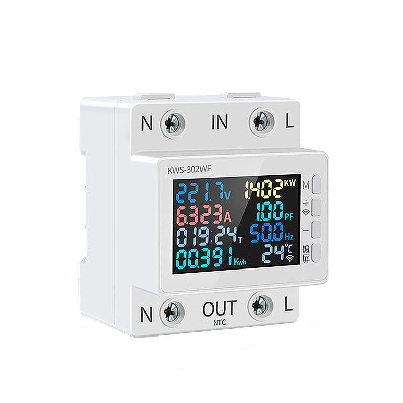 AC170-270V/63A WiFi Smart Voltmeter Ammeter Digital Power Energy Meter Tester APP Remote Control Electrical Frequency Factor Amps Watt Kwh Meter COD
