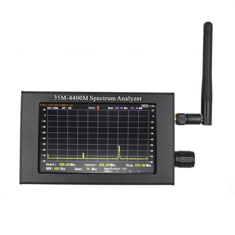 35M-4400MHz Spectrum Analyzer 4.3 inch LCD TFT Screen Handheld Simple Spectrum Analyzer Measurement of Interphone Signal COD