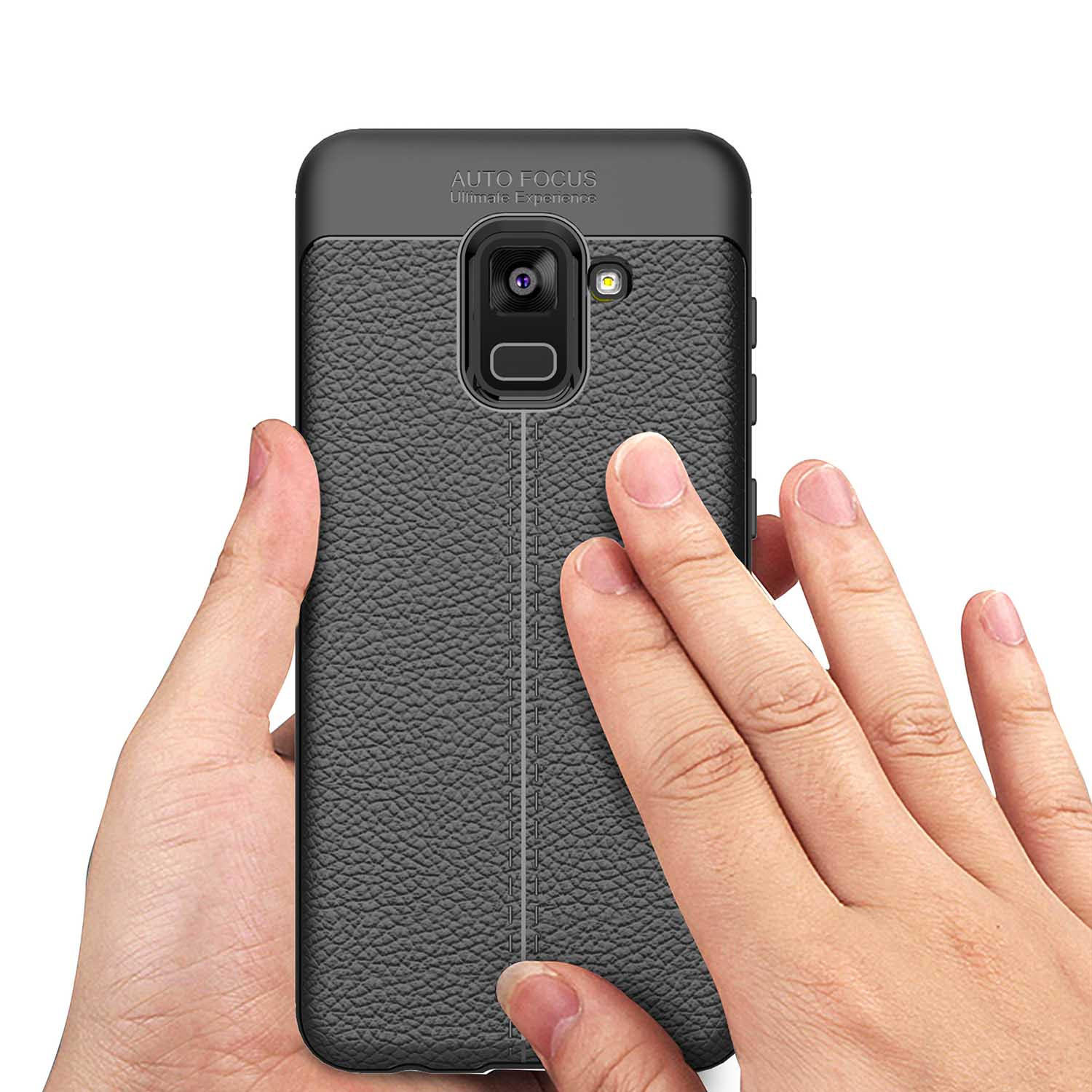 Bakeey Anti Fingerprint Soft TPU Litchi Leather Case for Samsung Galaxy A8 Plus 2018 COD