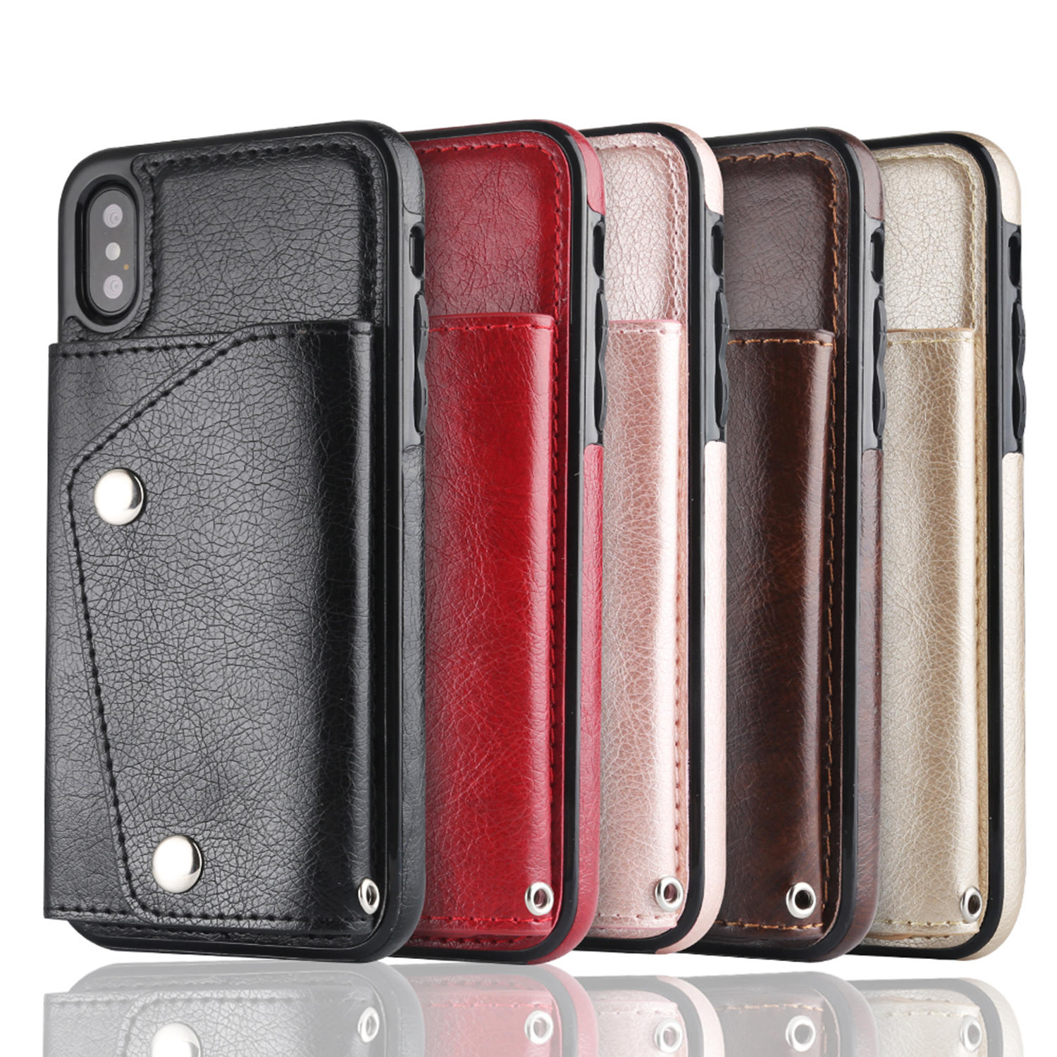 Bakeey Classic PU Leather Wallet Card Slots Bracket Case for iPhone X COD