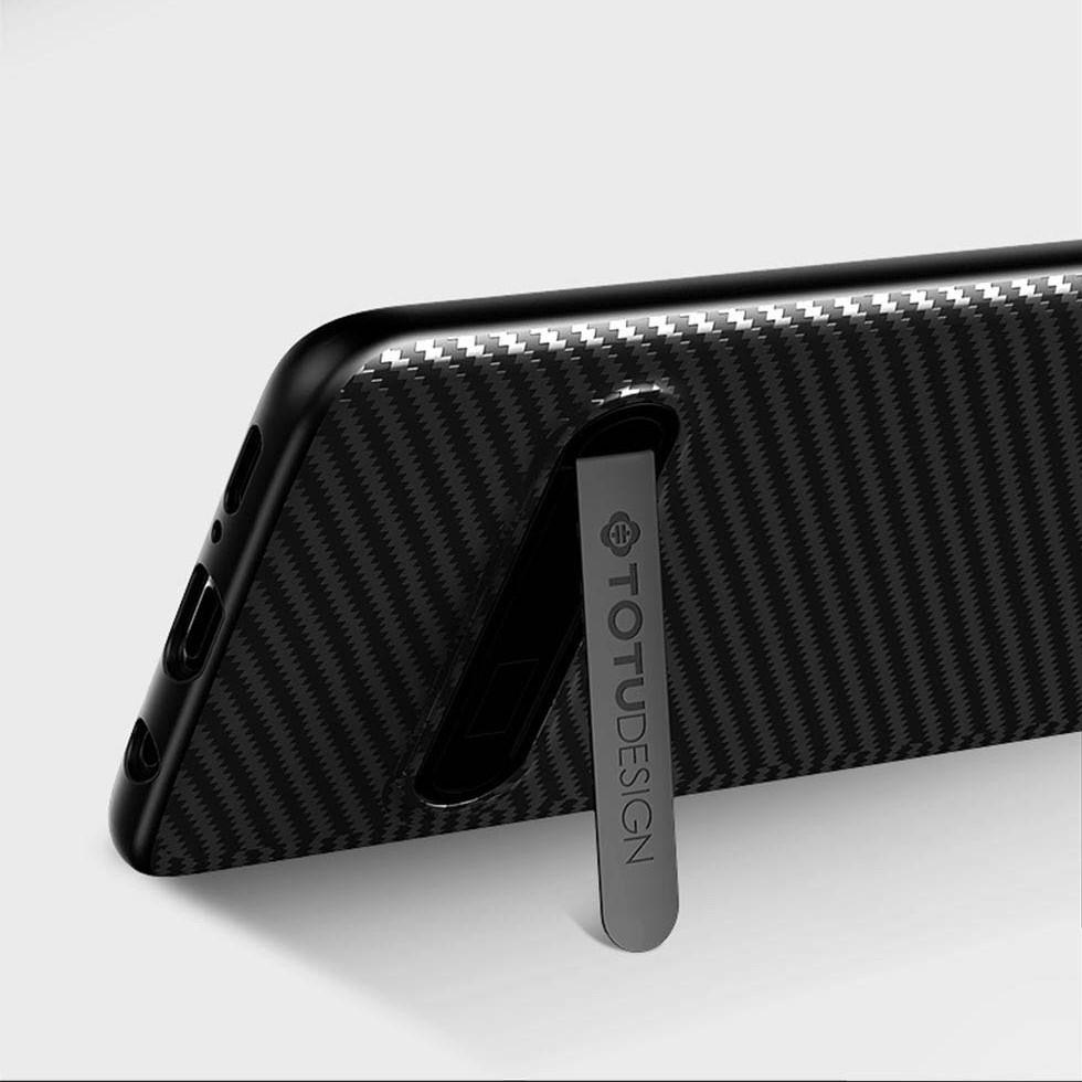 TOTU Bracket Carbon Fiber Soft TPU Protective Case for Samsung Galaxy S9 COD