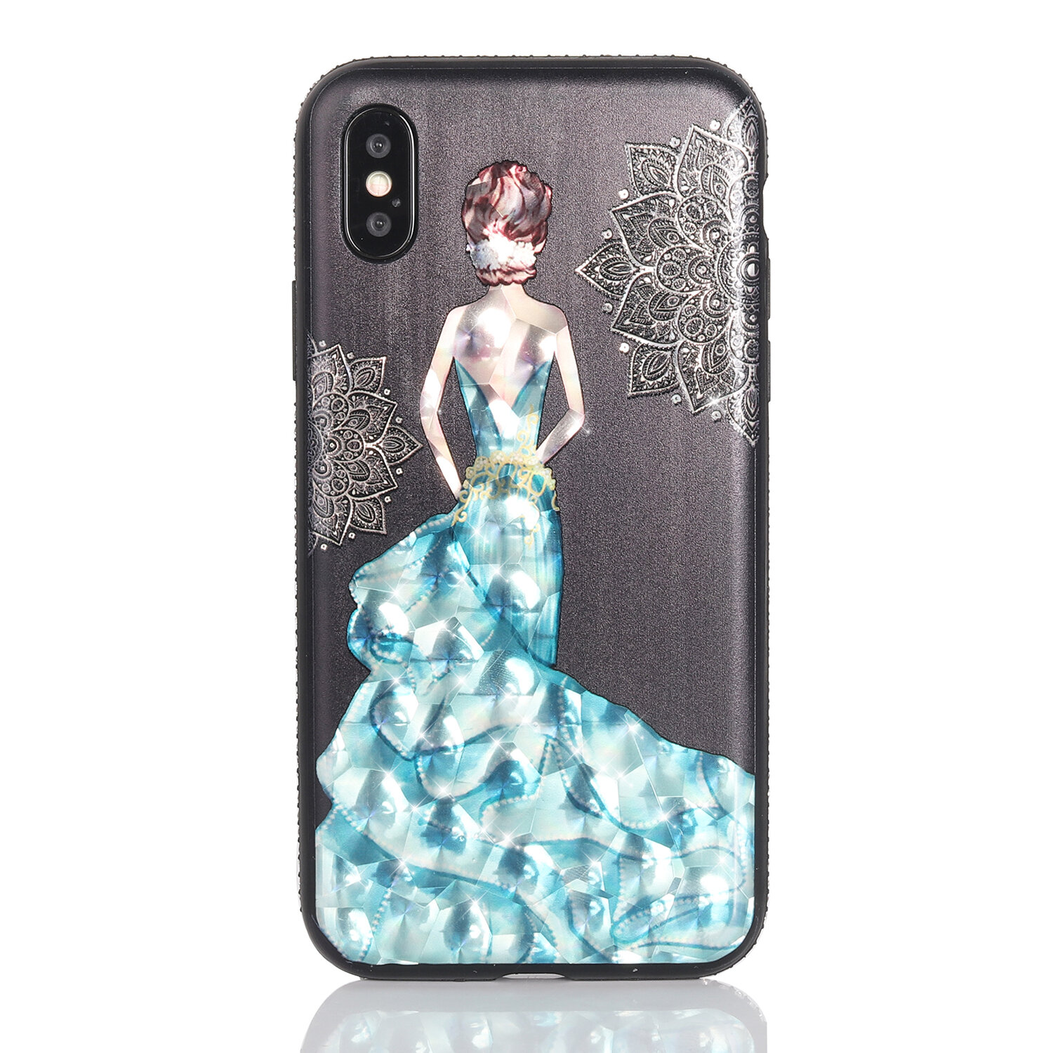 Bakeey 3D Painting Protective Case For iPhone X/8/8 Plus/7/7 Plus/6s Plus/6 Plus/6s/6 Blue Dress Glitter Bling COD