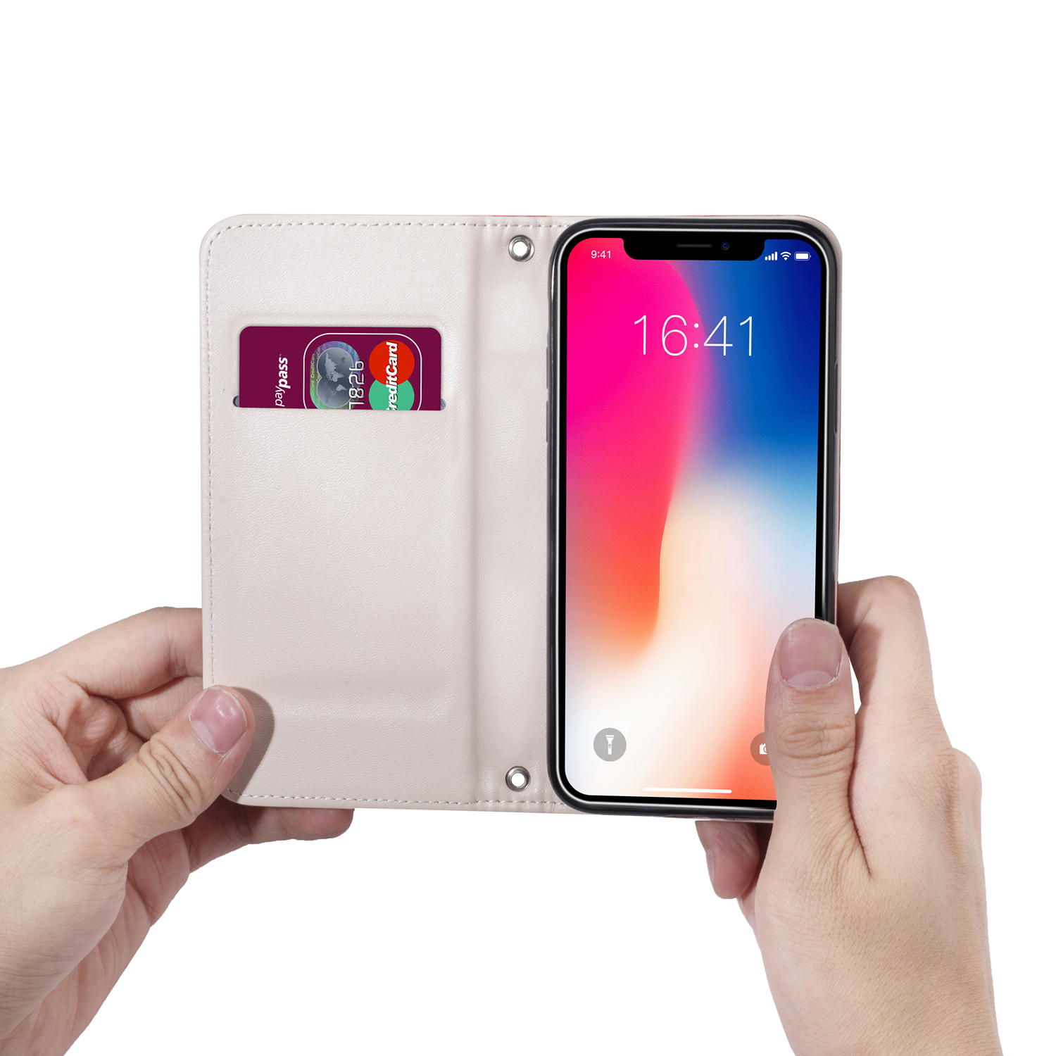 Bakeey Premium Magnetic Flip Card Slot Kickstand Protective Case For iPhone X COD