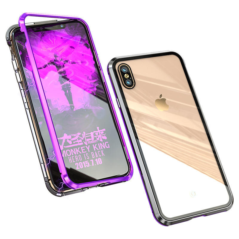Bakeey Protective Case for iPhone XS Plating Magnetic Adsorption Metal+Clear Tempered Glass Cover COD