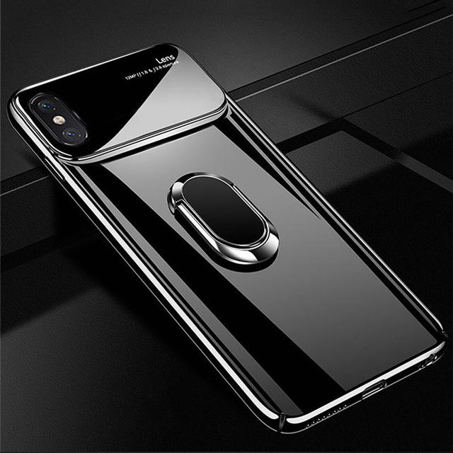 Bakeey 360º Rotation Ring Grip Kickstand Tempered Glass Lens Protection PC Protective Case For iPhone X/XR/XS/XS Max COD