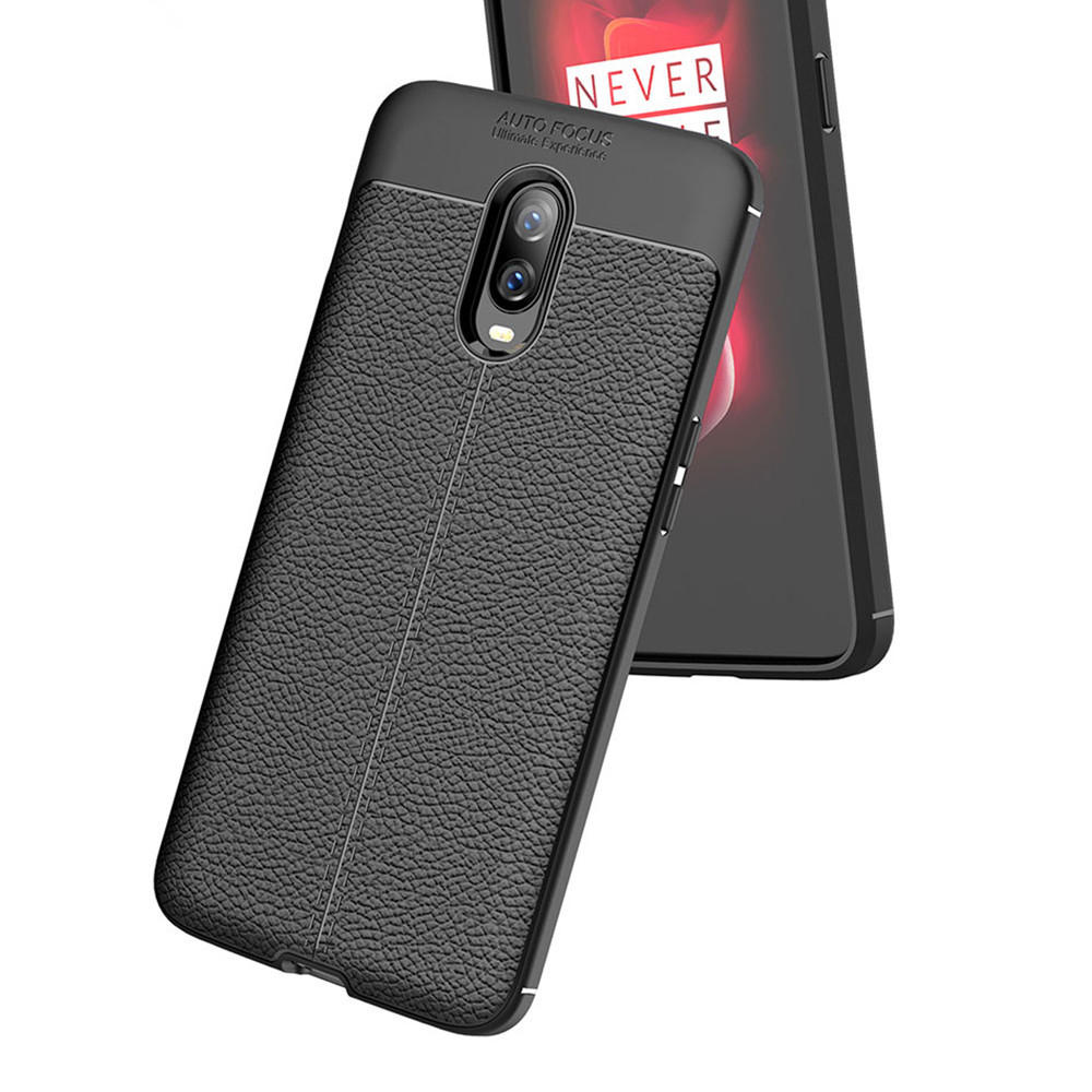 Bakeey™ Litchi Pattern Shockproof Soft TPU Back Cover Protective Case for OnePlus 6T COD