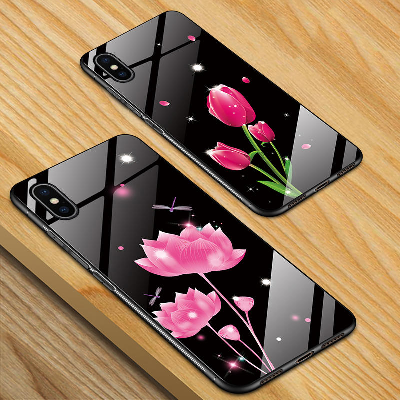 Bakeey Fashion Pattern Tempered Glass Protective Case For iPhone XS Max COD