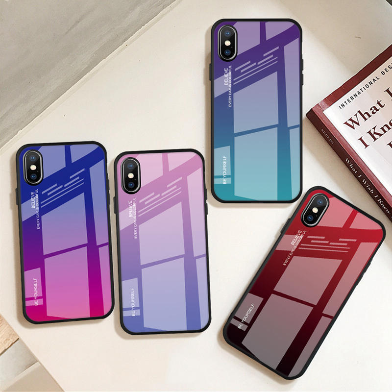 Bakeey Gradient Scratch Resistant Tempered Glass Protective Case For iPhone X/XS/XR/XS Max COD