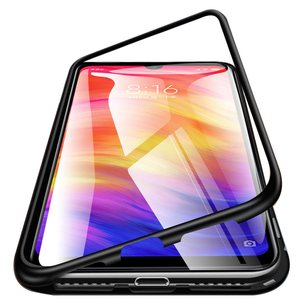 Bakeey Magnetic Flip Metal Frame Tempered Glass Full Cover Protective Case for Xiaomi Redmi 7 / Redmi Y3 COD
