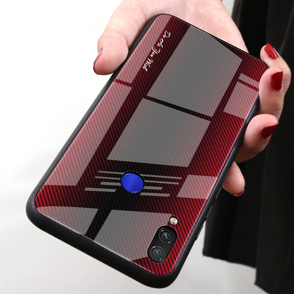 Bakeey Gradient Striped Shockproof Tempered Glass&Soft TPU Protective Case For Xiaomi Redmi Note 7 / Redmi Note 7 Pro COD