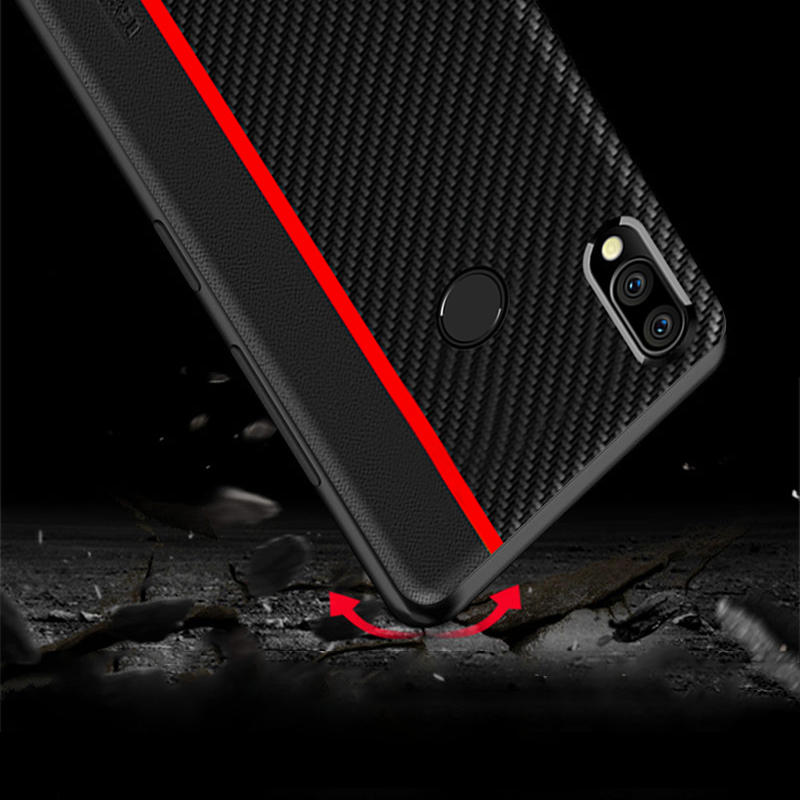Bakeey Shockproof Carbon Fiber Soft Silicone Edge PU Leather Protective Case for Xiaomi Redmi Note 7 / Redmi Note 7 Pro Non-original COD