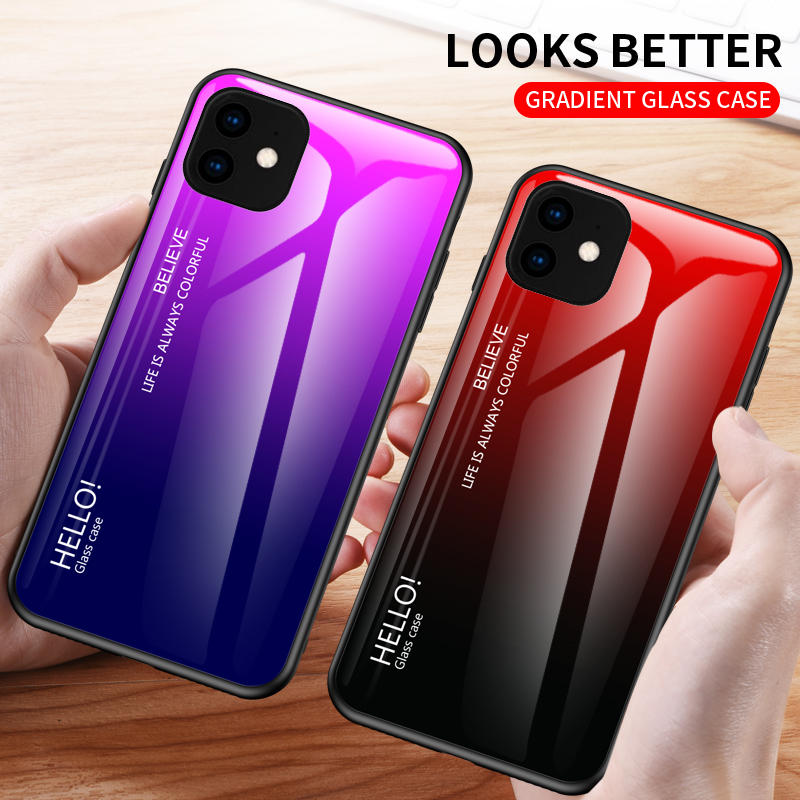 Bakeey Scratch Resistant Gradient Tempered Glass Protective Case for iPhone 11 6.1 Inch COD