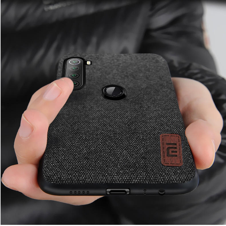 Bakeey Luxury Fabric Splice Soft Silicone Edge Shockproof Protective Case For Xiaomi Redmi Note 8 2021 Global Version COD