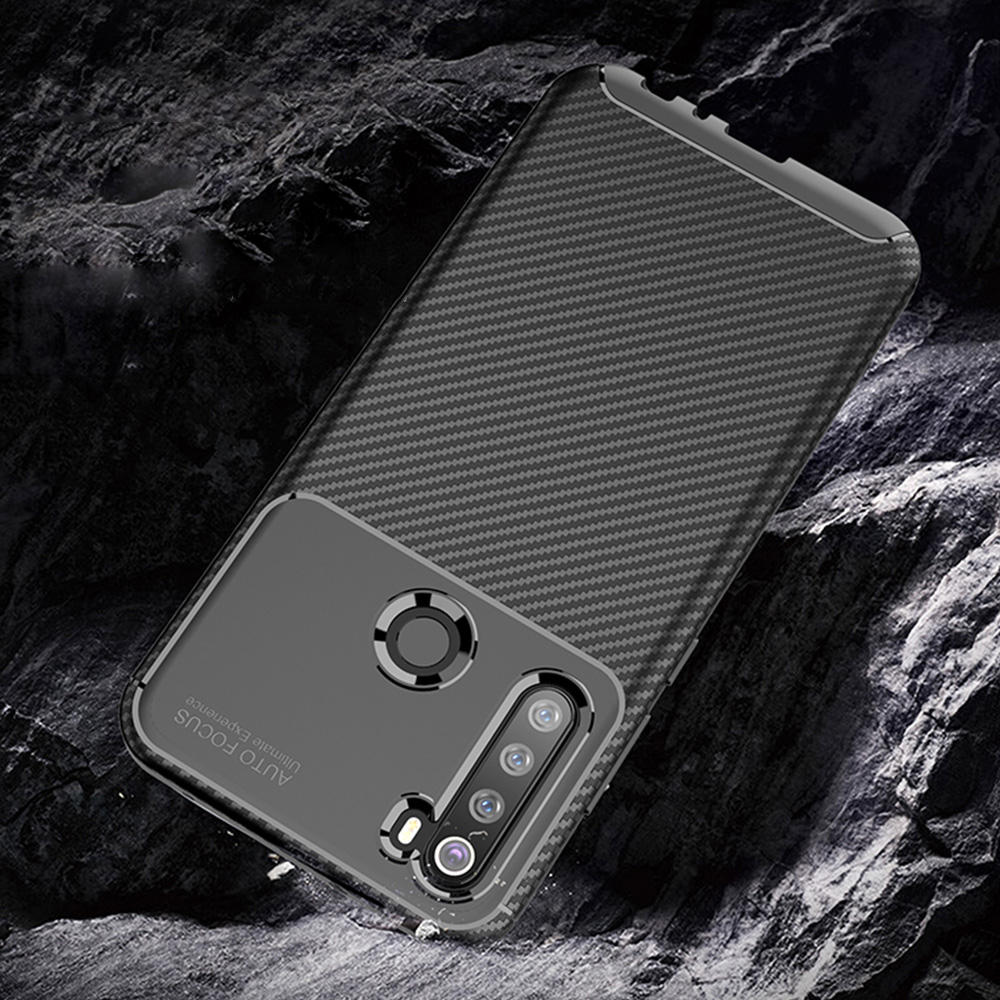 For Xiaomi Redmi Note 8 2021 Case Bakeey Luxury Carbon Fiber Shockproof Silicone Protective Case Non-original COD